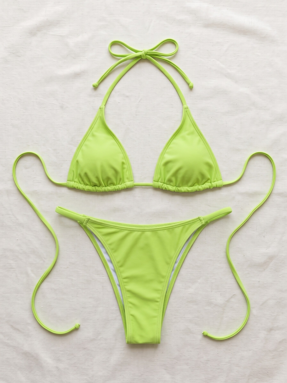 Women’s Neon Lime Triangle Bikini Set